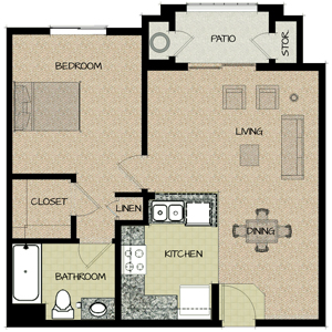 1 Bed, 1 Bath