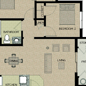 2 Bed, 1 Bath