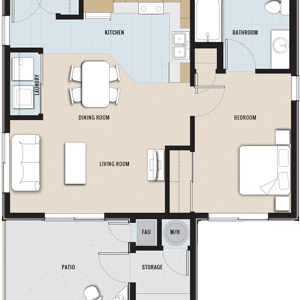 1B 2 Floor Plan